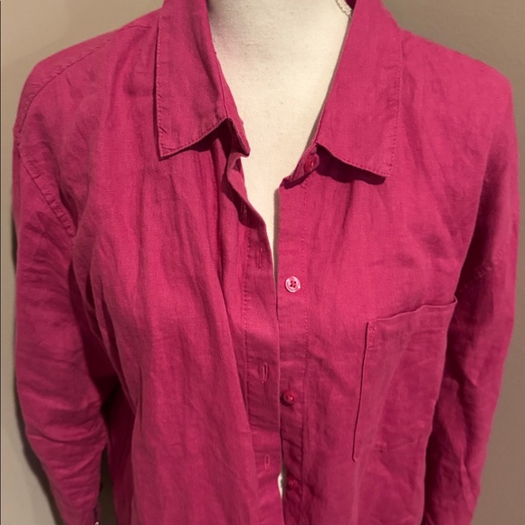 Athleta Retreat Linen Linen Button Down top. XL - Picture 6 of 14